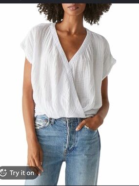 New With Tags Michael Stars Evie Faux Wrap Top Sz S (runs large)